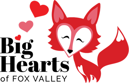 Smiling cartoon fox with floating hearts.