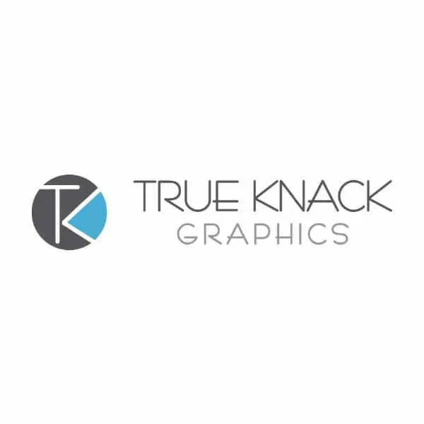 True Knack Graphics logo with initials.