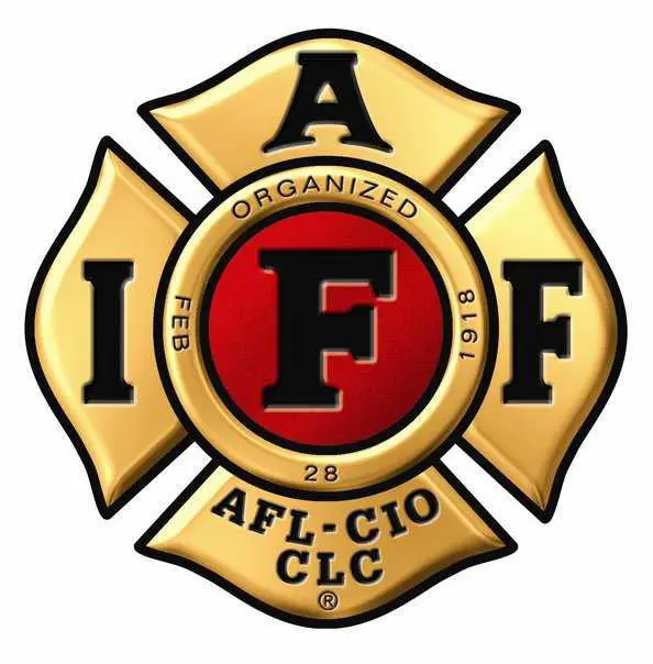 Firefighter emblem with AFL-CIO CLC initials.