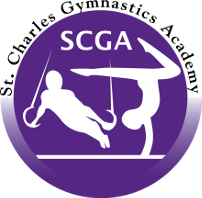 SCGA gymnastics logo with athletes in motion.