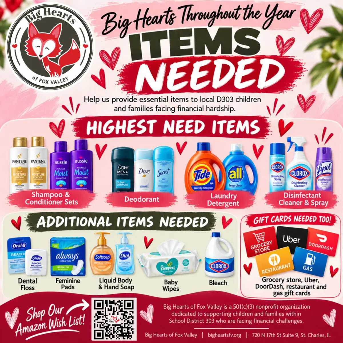 Big Hearts -Items needed 2026